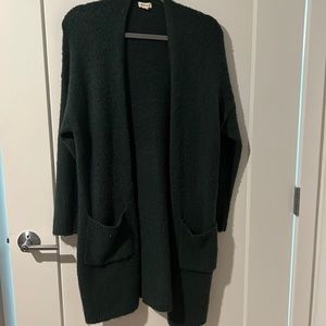 Dark green, wool, long cardigan. Size L